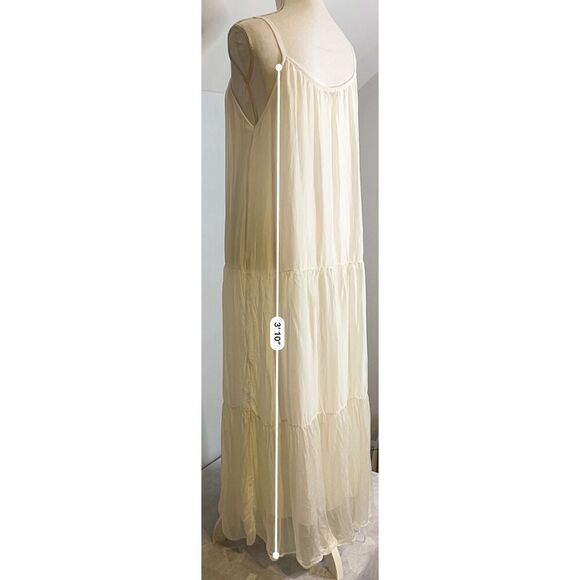 Women’s Ivory SILK blend Maxi Dress Boho Chic MEDIUM - Picture 6 of 10